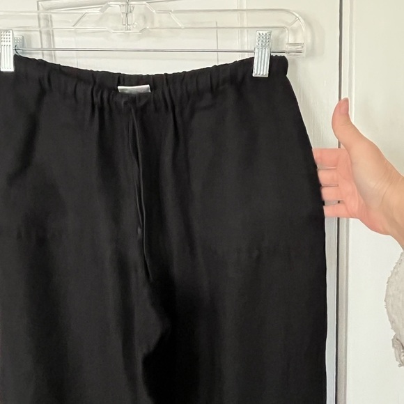 Chico's Linen Blend Black Pull On Wide Leg Pant 0 Small Elastic Waist with Ties - Picture 4 of 8